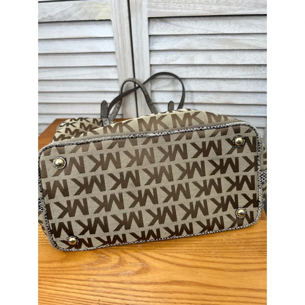 Michael Kors Tote Bag Large Brown Women Logo Print Shoulder Handbag